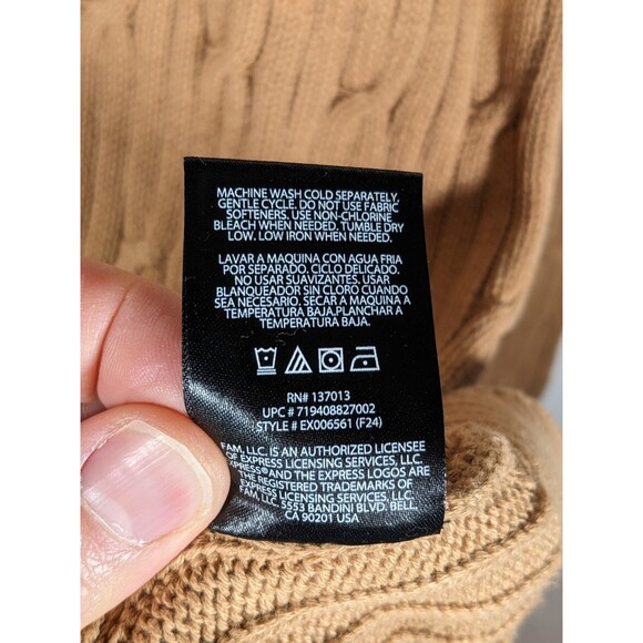 NWT Express Men's Cable Knit Sweater Size Large Pecan/Tan - Picture 11 of 13